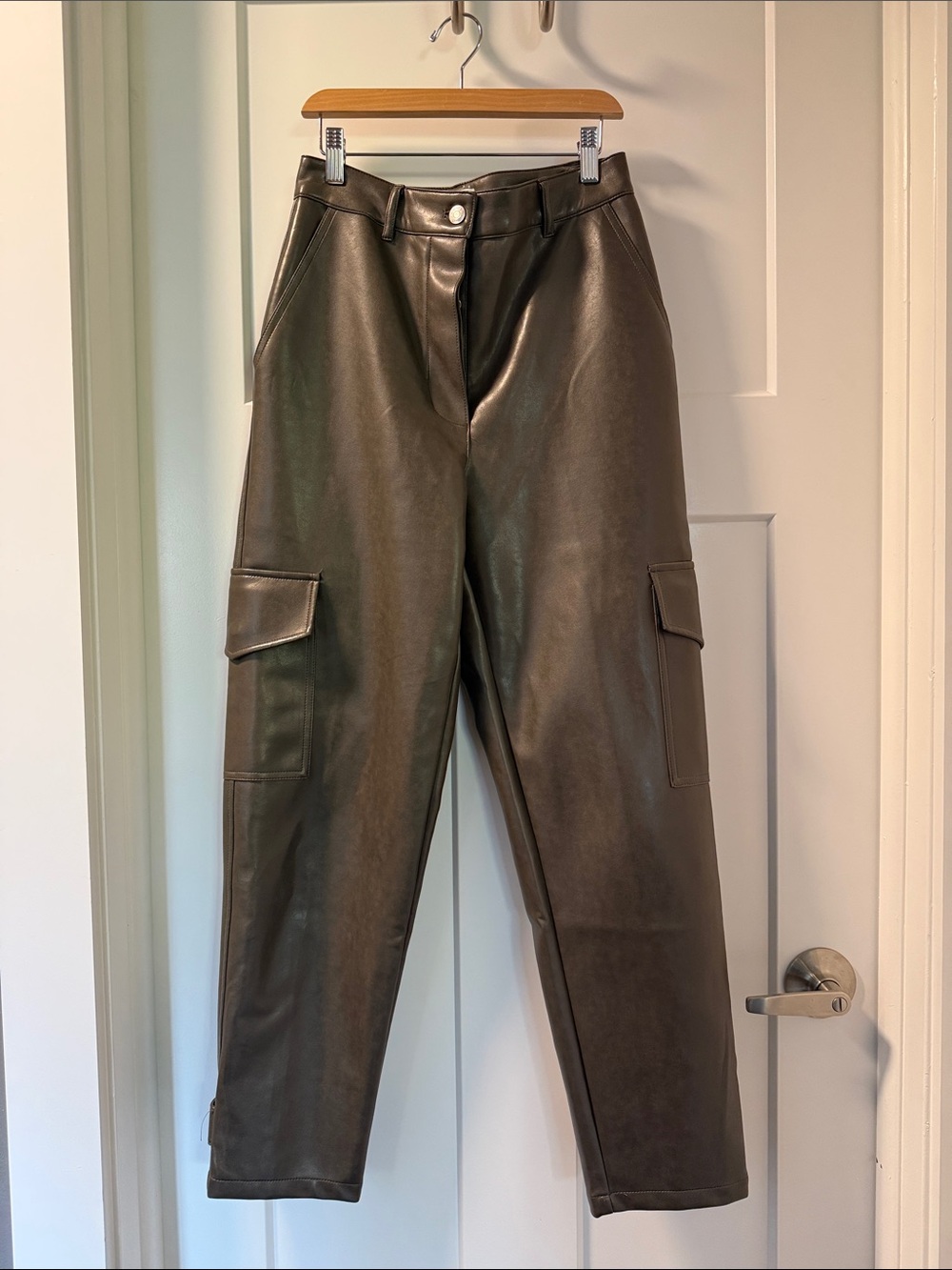 Wilfred Olive Green Vegan Leather Cargo Pants